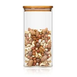 [Gebraucht] Eckiges Glas Mit Bambusdeckel