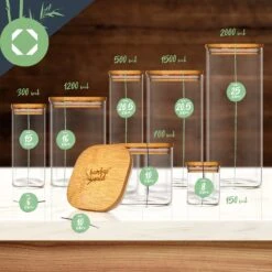 [Gebraucht] Eckiges Glas Mit Bambusdeckel -Haushaltsgerätegeschäft 10038105 yy 0007 logo 1