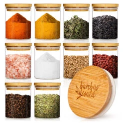 Runde Gläser Bambusdeckel