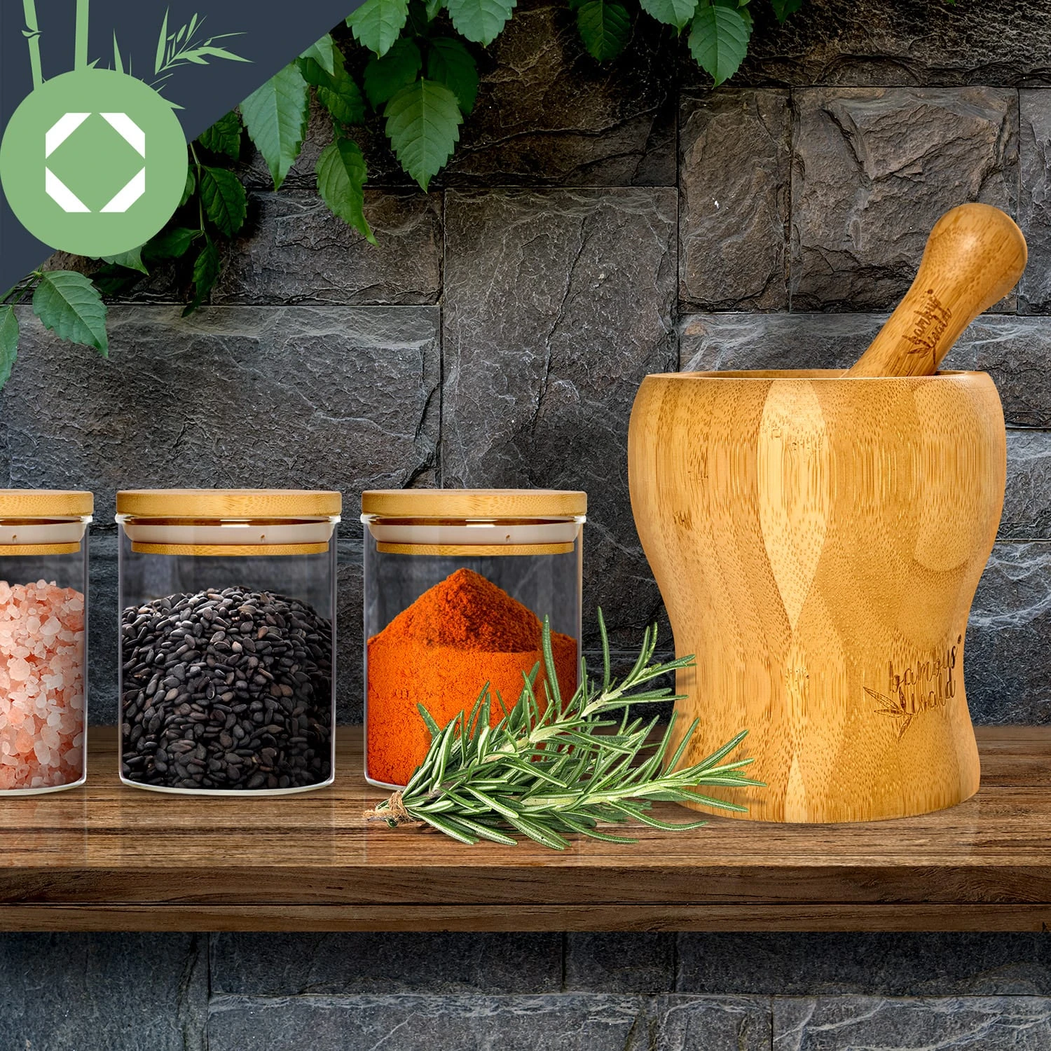 Runde Gläser Bambusdeckel 8 Runde Gläser Bambusdeckel – Bild 6