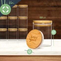 Runde Gläser Bambusdeckel 17 Runde Gläser Bambusdeckel -Haushaltsgerätegeschäft 10038299 yy 0008 logo