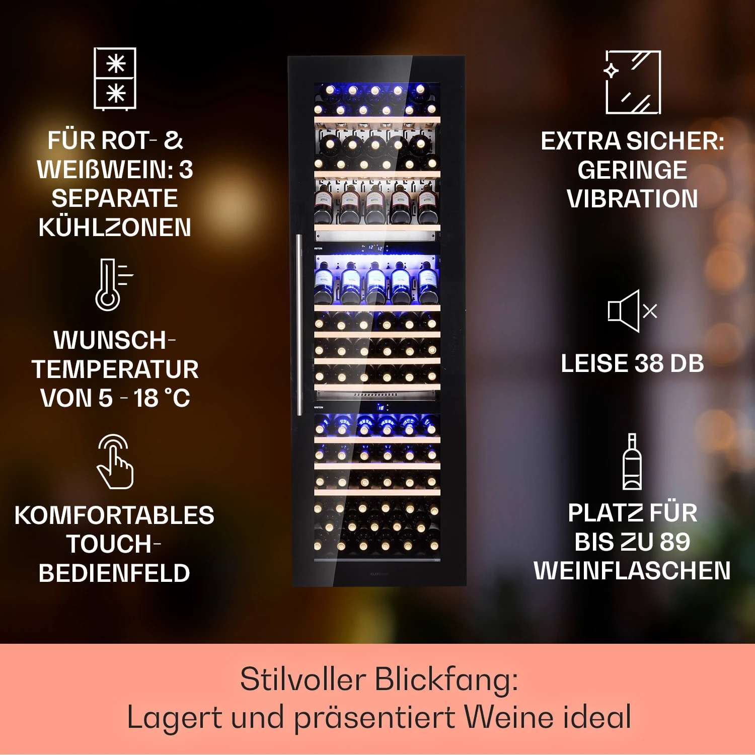 Vinsider 89 Built-In Trio Einbau-Weinkühlschrank 4 Vinsider 89 Built-In Trio Einbau-Weinkühlschrank – Bild 2