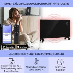 [Wiederverpackt] Bansin Crystal Smart Konvektorheizung 1500W -Haushaltsgerätegeschäft 10041209 de 0003 usp