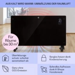 [Wiederverpackt] Bansin Crystal Smart Konvektorheizung 1500W -Haushaltsgerätegeschäft 10041209 de 0004 usp