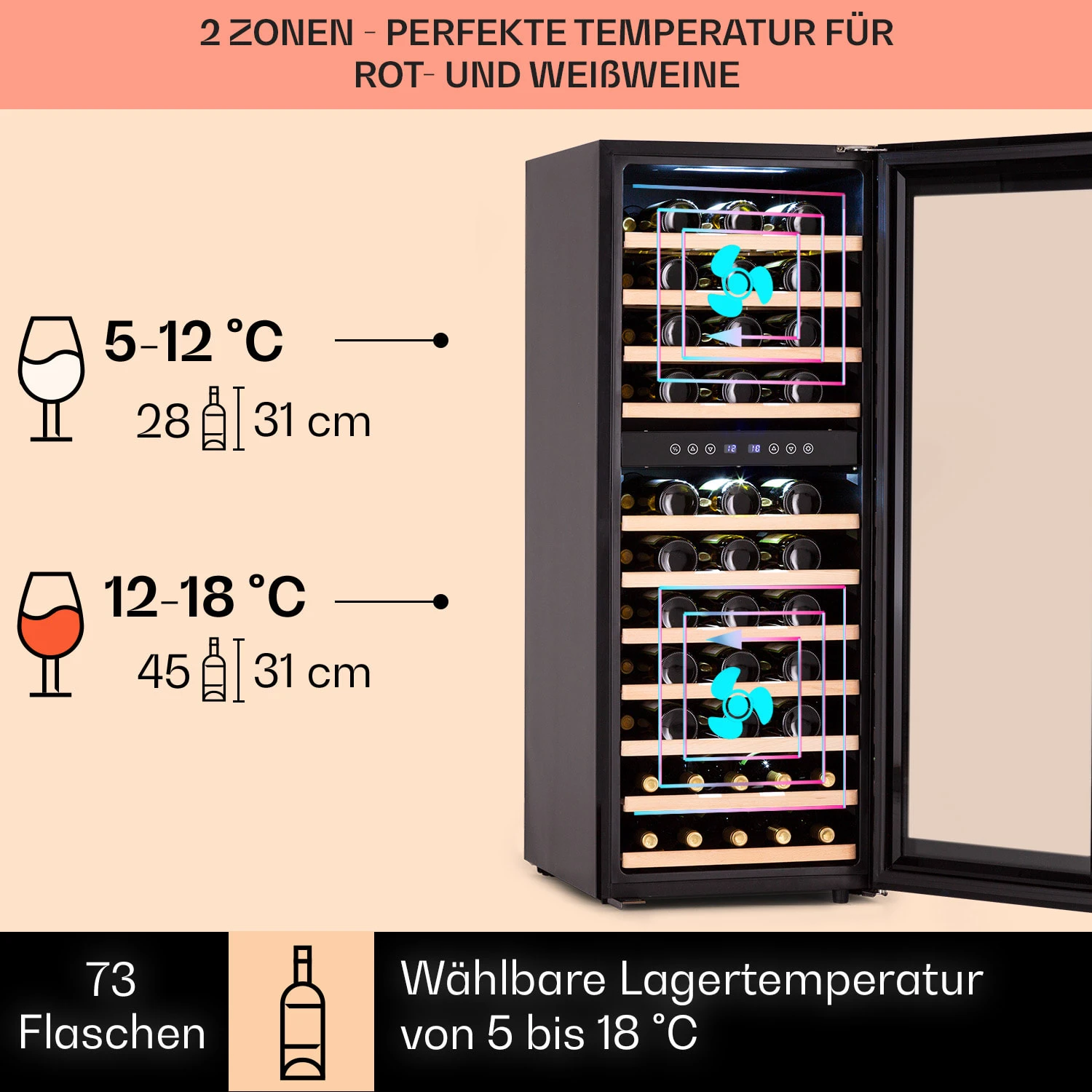 Barossa 73 Duo Weinkühlschrank 2 Zonen 5 Barossa 73 Duo Weinkühlschrank 2 Zonen – Bild 3