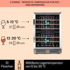 [Wiederverpackt] Vinovilla 50 Duo Einbau-Weinkühlschrank 2 Zonen -Haushaltsgerätegeschäft 10041900 de 0003 usp