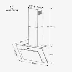 [Wiederverpackt] Athena 90 Dunstabzugshaube Kopffrei 90cm -Haushaltsgerätegeschäft 10045318 yy 0011 dimensions