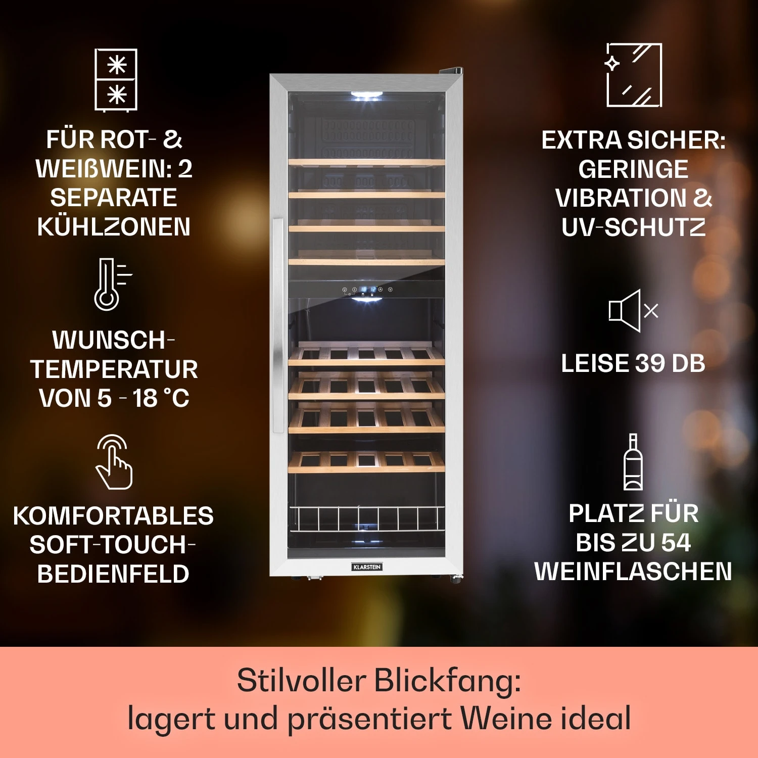 Vinamour 54 Duo Weinkühlschrank 2 Zonen 4 Vinamour 54 Duo Weinkühlschrank 2 Zonen – Bild 2