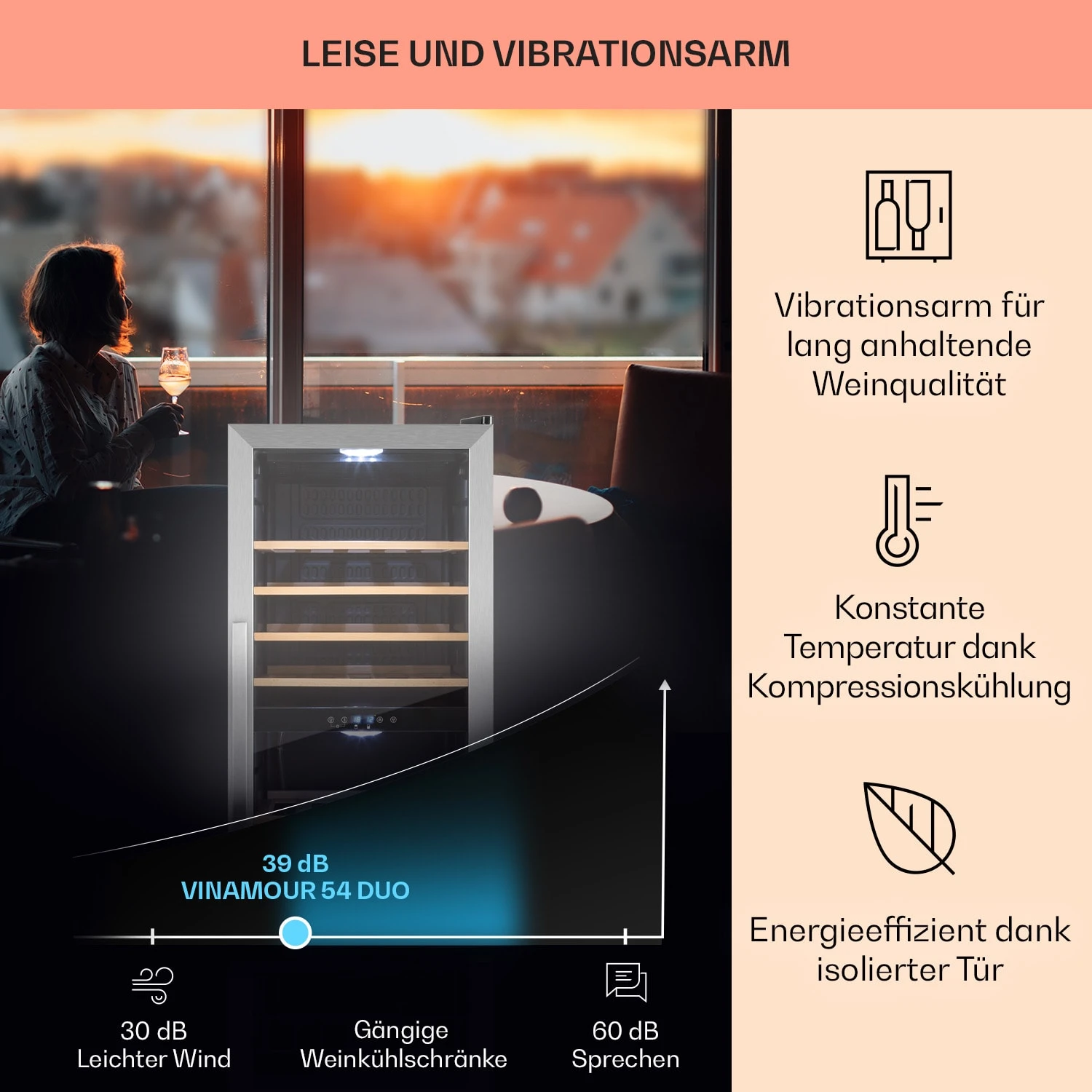Vinamour 54 Duo Weinkühlschrank 2 Zonen 6 Vinamour 54 Duo Weinkühlschrank 2 Zonen – Bild 4