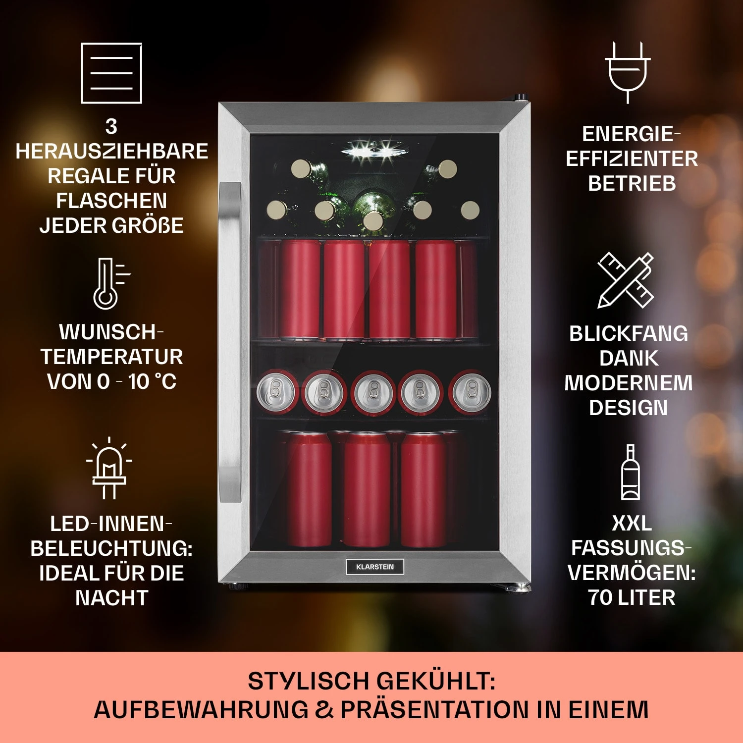 Beersafe 70 Bierzeit Edition Getränkekühlschrank Mit Glastür 70 Liter 4 Beersafe 70 Bierzeit Edition Getränkekühlschrank Mit Glastür 70 Liter – Bild 2