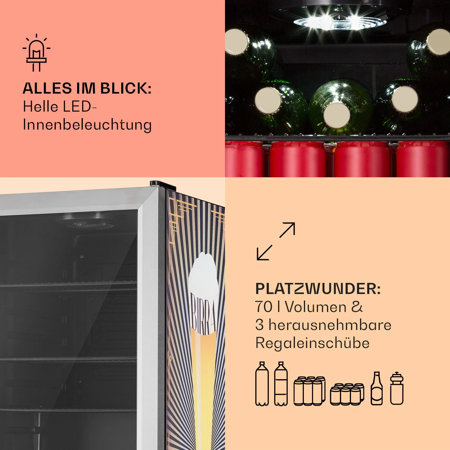 Beersafe 70 Birra Edition Getränkekühlschrank Mit Glastür 70 Liter 7 Beersafe 70 Birra Edition Getränkekühlschrank Mit Glastür 70 Liter – Bild 5