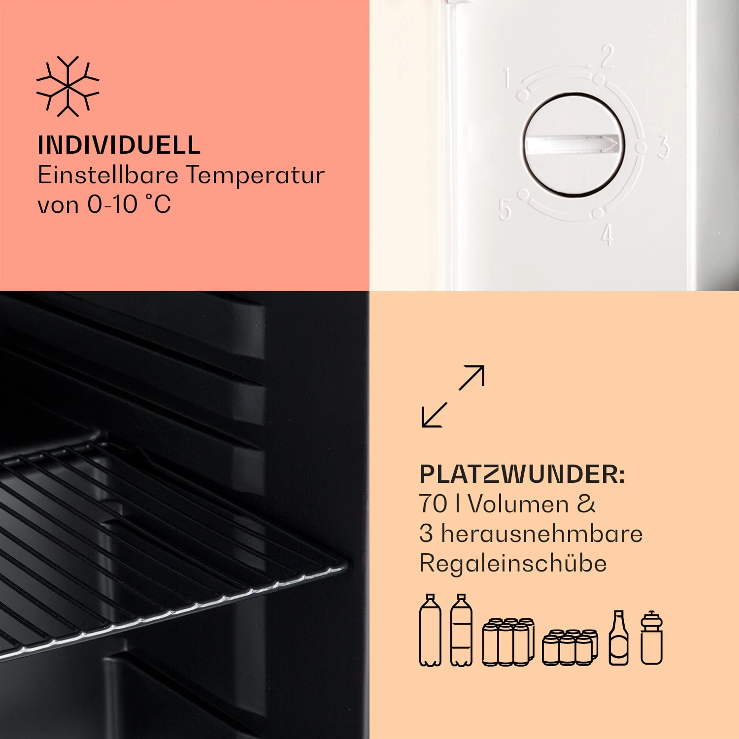 PopLife 48 Getränkekühlschrank Mit Glastür 48 Liter 6 PopLife 48 Getränkekühlschrank Mit Glastür 48 Liter – Bild 4