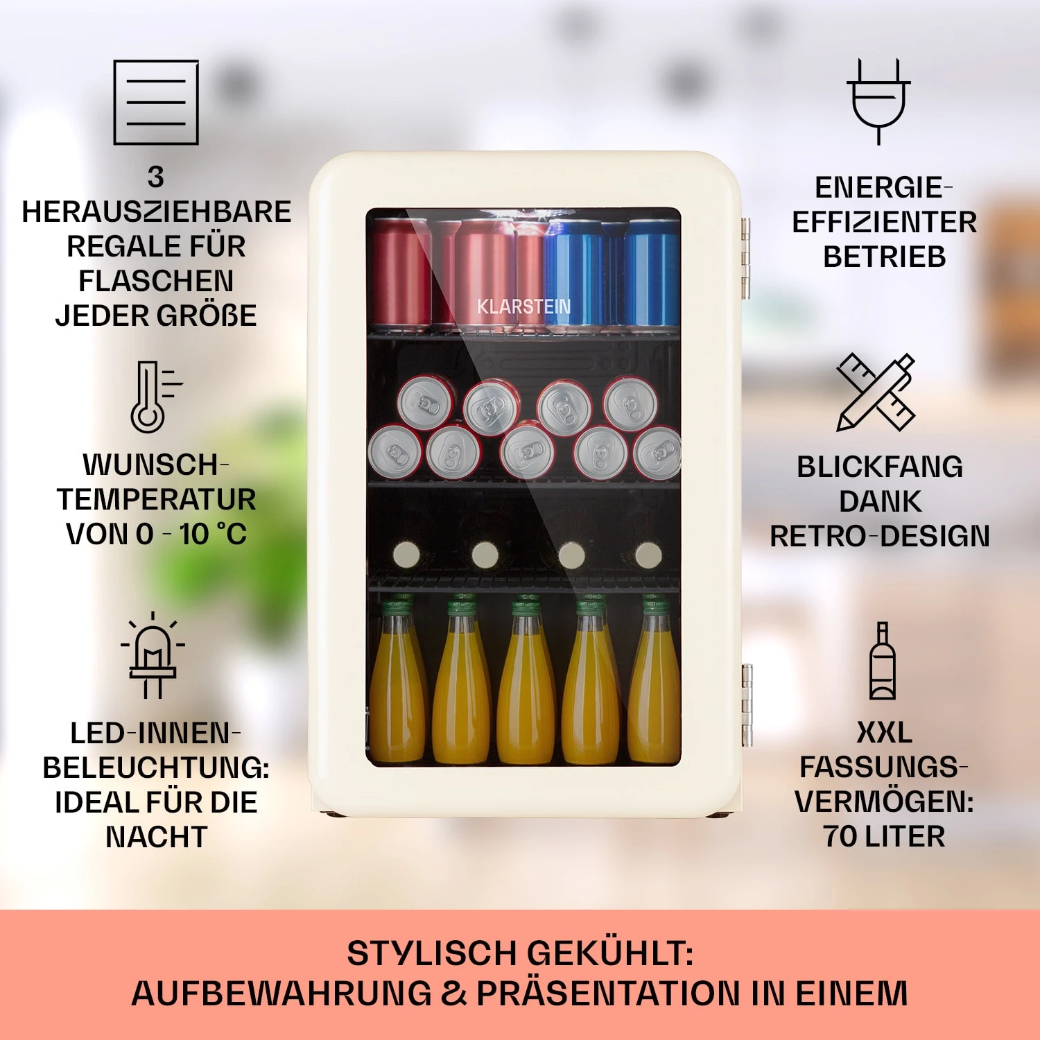PopLife 70 Getränkekühlschrank Mit Glastür 70 Liter 4 PopLife 70 Getränkekühlschrank Mit Glastür 70 Liter – Bild 2