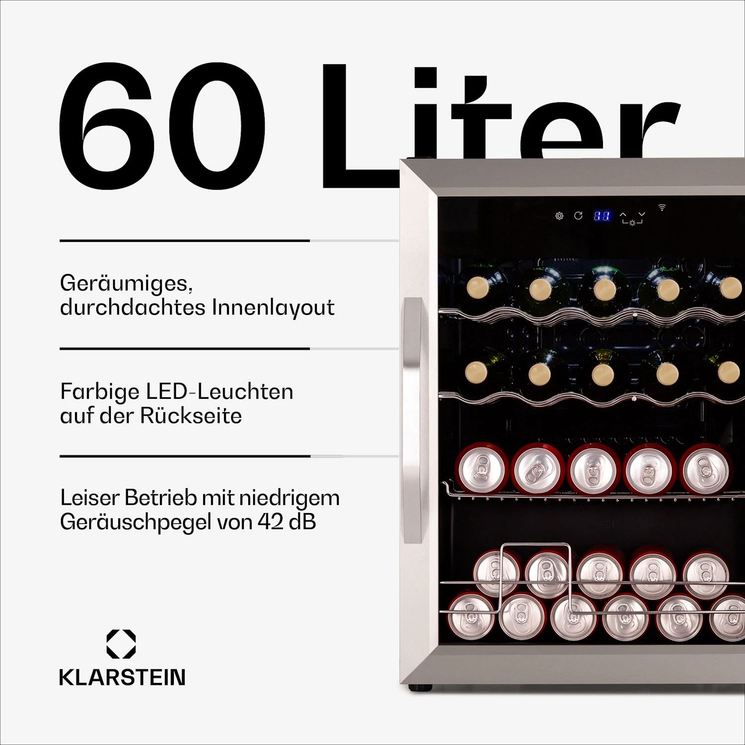 Coachella 65 Smart Getränkekühlschrank Mit Glastür 60 Liter 4 Coachella 65 Smart Getränkekühlschrank Mit Glastür 60 Liter – Bild 2