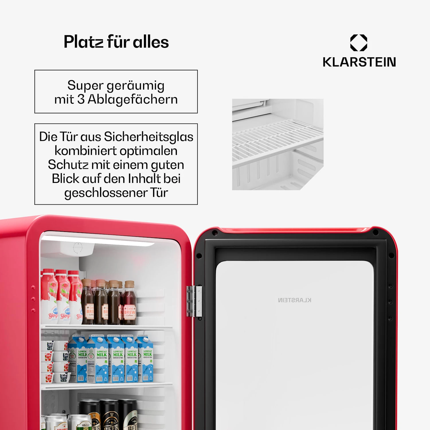 Audrey Evo Getränkekühlschrank Mit Glastür | Retro-Design | 113 L 7 Audrey Evo Getränkekühlschrank Mit Glastür | Retro-Design | 113 L – Bild 5